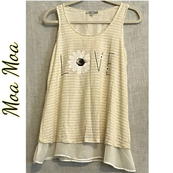 Moa Moa LOVE Sleeveless Tank Top Blouse Layered Medium Stripes Boho Bohemian - Picture 7 of 8